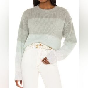 Free People Gray Blue Ivory Crewneck Sweater, Size S